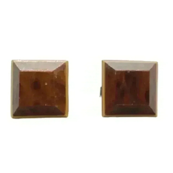 Vintage Wood Cufflinks Cuff Links Mid Century Hand Made Wooden Carved Mod 1950 - Picture 3 of 6